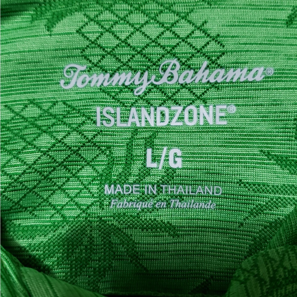 Tommy Bahama Island Zone Palm Coast Pineapple Short Sleeve Polo Size L ~ Green - Picture 6 of 7